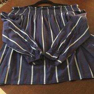 BP. Ladies blouse size Medium. Blue and white stripes.